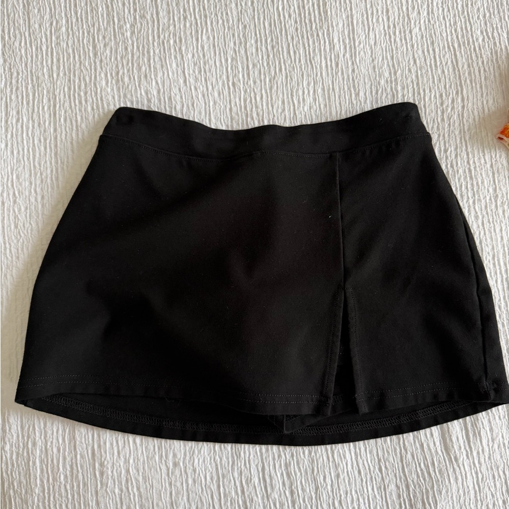 Black Mini Skort with Front Slit